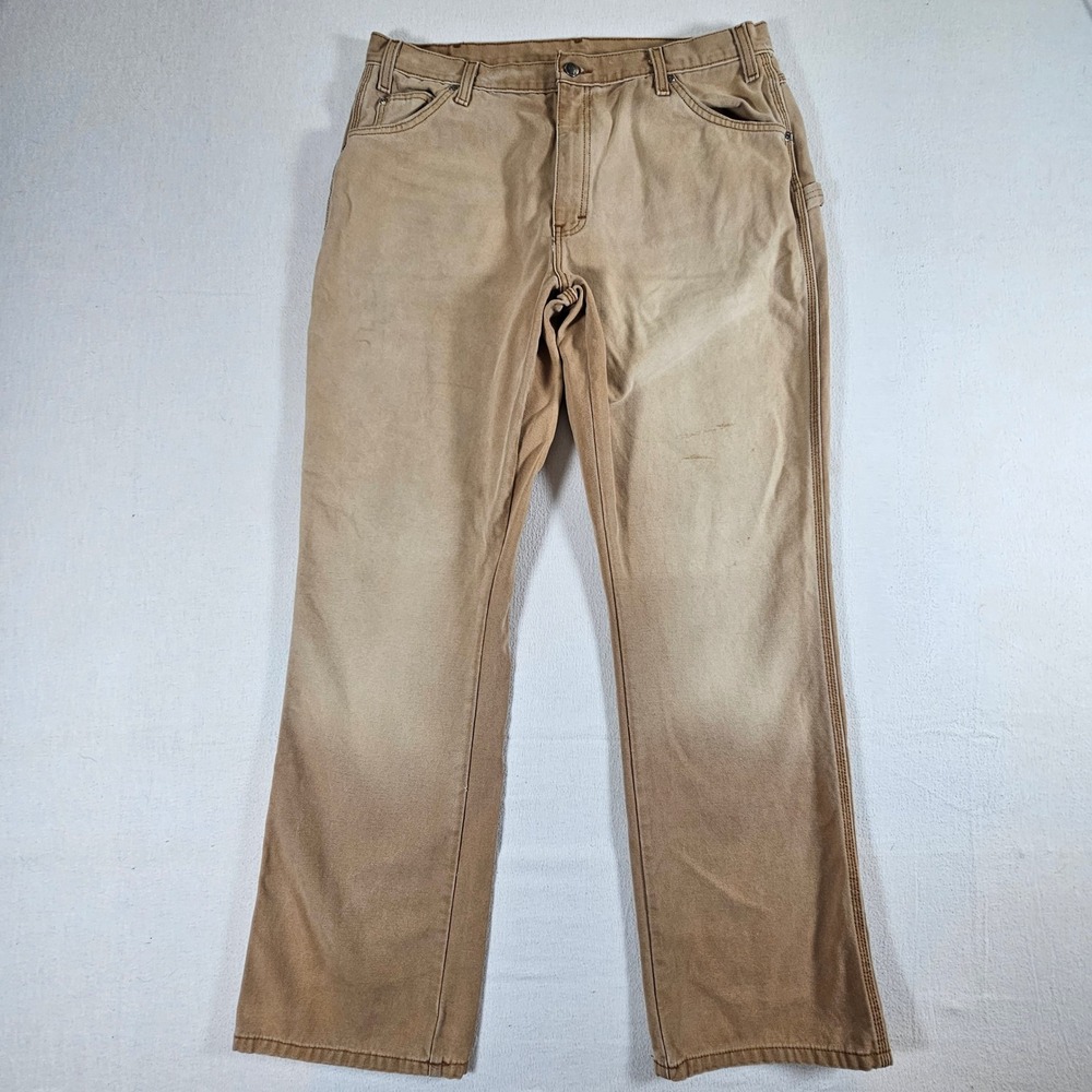 Dickies Carpenter Pants Mens 38x34 Brown Relaxed Fit Duck Canvas DU206 SBDD
